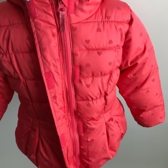 Cherokee Pink Puffer Coat with Velvet Hearts - Picture 5 of 8